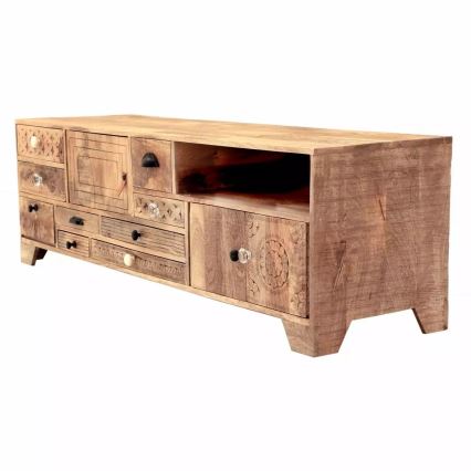 TV asztal MANU 160x50 cm tömör fa/mangó fa