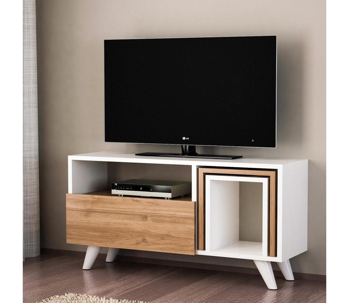 TV asztal NOVELLA 51x90 cm fehér/barna