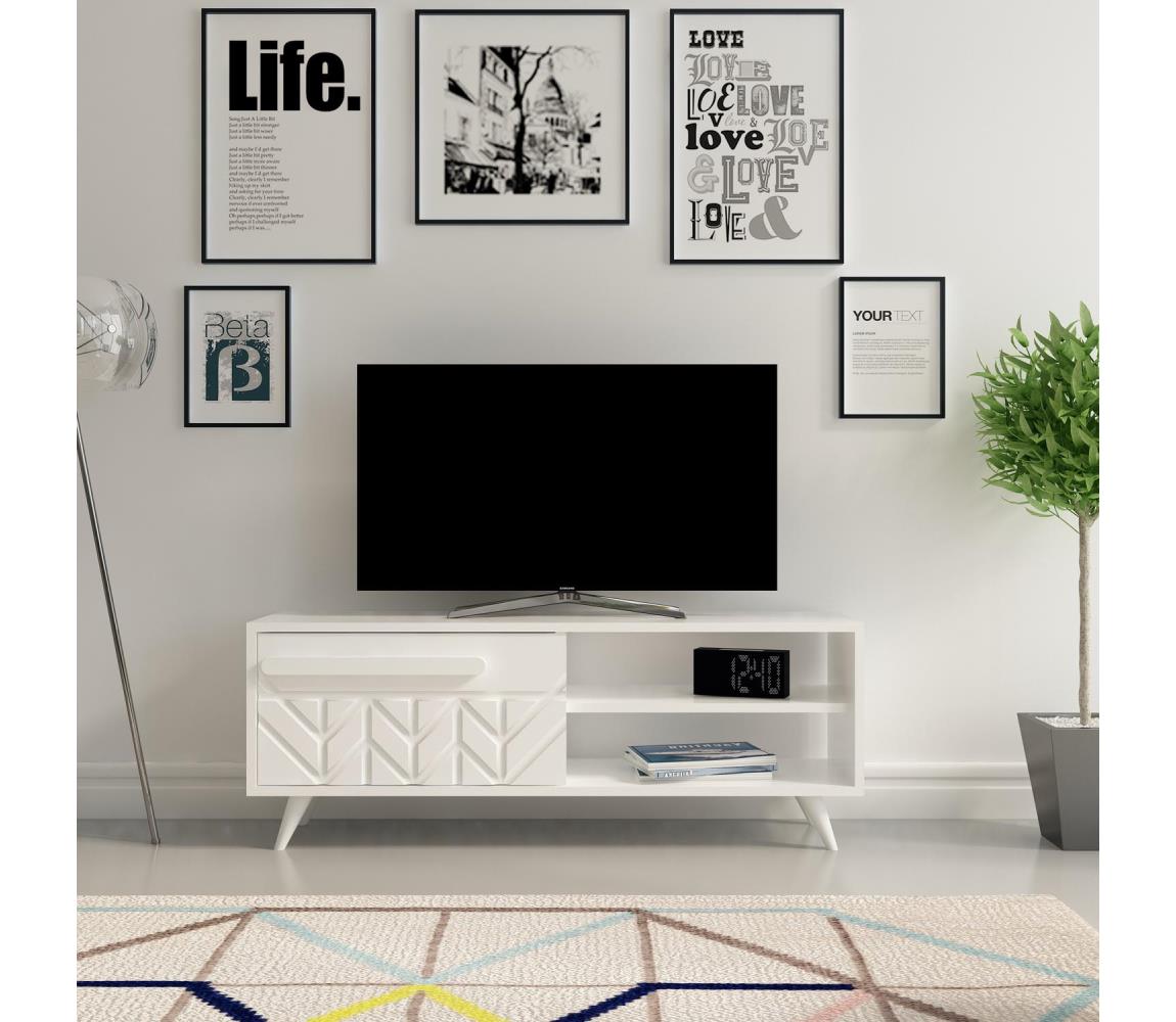 TV Asztal VENEDIK 43,7x120 cm fehér