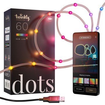 Twinkly - LED RGB fényerőszabályozható karácsonyi fényfüzér DOTS 60xLED 7 m USB Wi-Fi