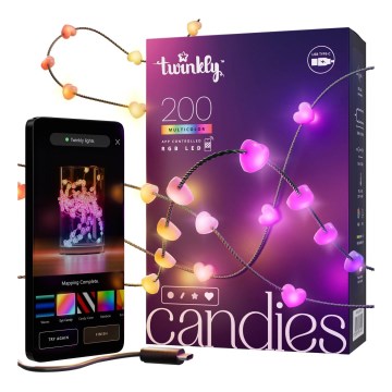 Twinkly - RGB LED fényfüzér CANDIES, dimmelhető, 200 LED, 14 m, USB, Wi-Fi