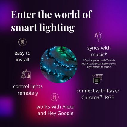 Twinkly - LED RGBW állítható fényerejű kültéri karácsonyi fényfüzér CLUSTER 400xLED 9,5m IP44 Wi-Fi