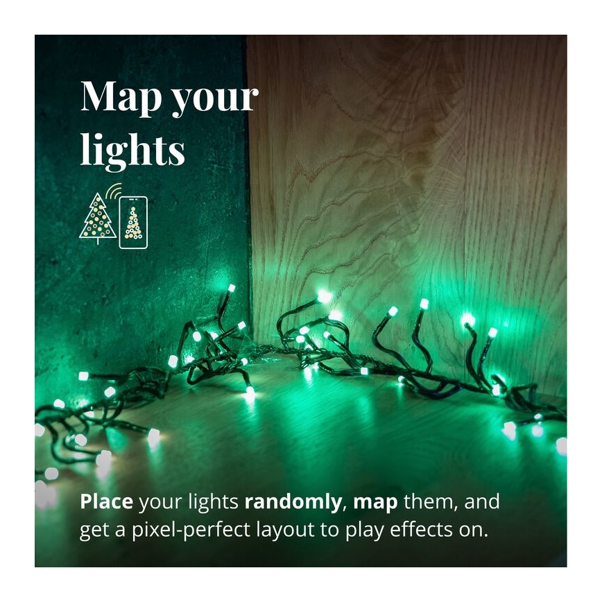 Twinkly - LED RGBW állítható fényerejű kültéri karácsonyi fényfüzér CLUSTER 400xLED 9,5m IP44 Wi-Fi