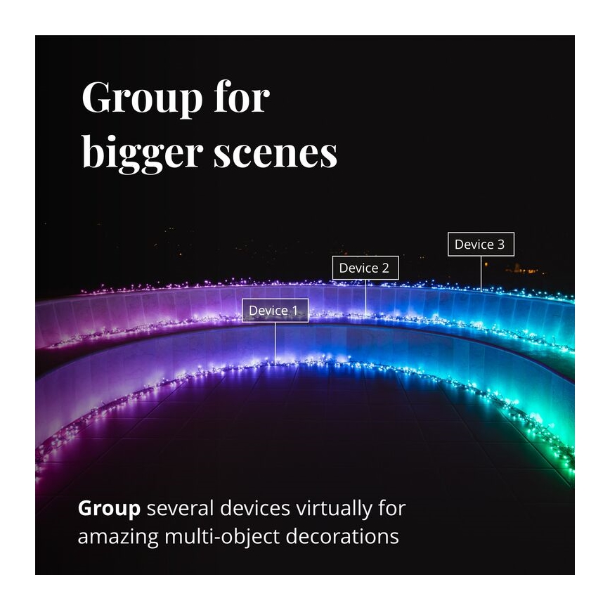 Twinkly - LED RGBW állítható fényerejű kültéri karácsonyi fényfüzér CLUSTER 400xLED 9,5m IP44 Wi-Fi