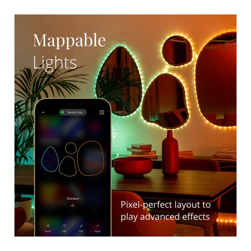 Twinkly - LED RGB Dimmelhető szalag DOTS 60xLED 3 m Wi-Fi USB