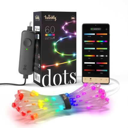Twinkly - LED RGB dimmelhető füzér DOTS 60xLED 7 m USB Wi-Fi