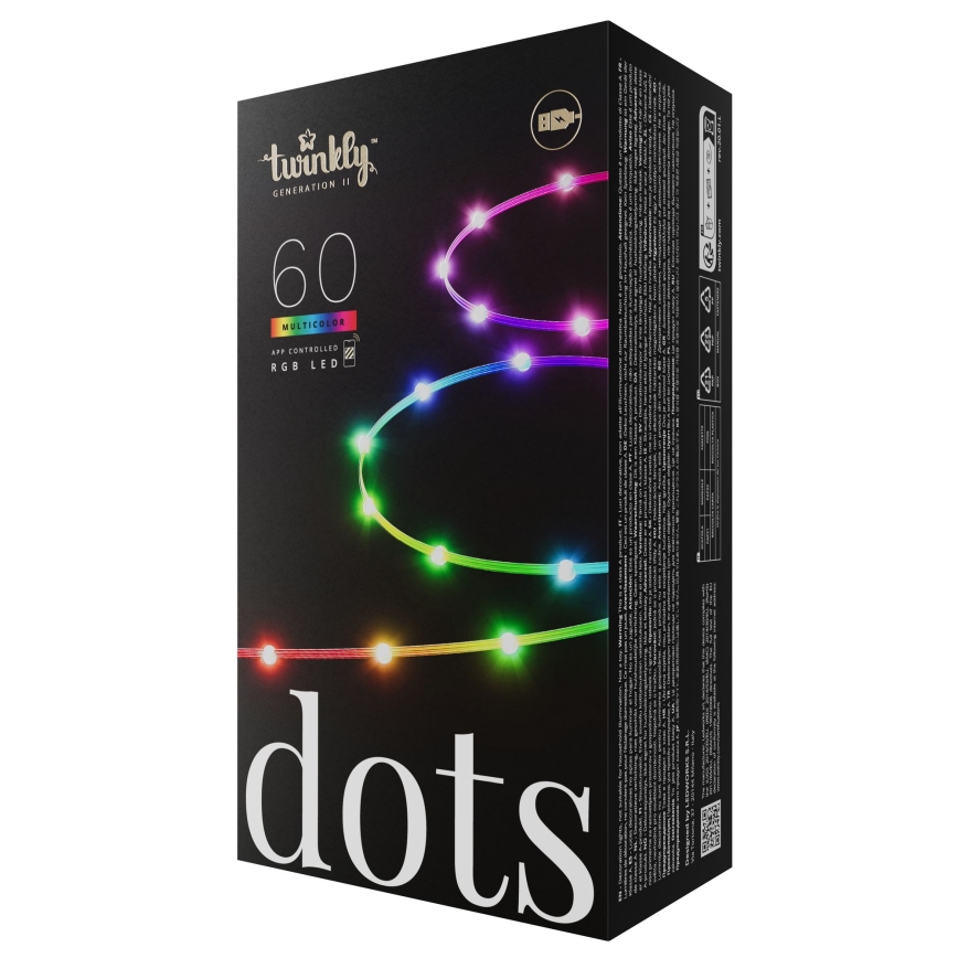 Twinkly - LED RGB dimmelhető füzér DOTS 60xLED 7 m USB Wi-Fi