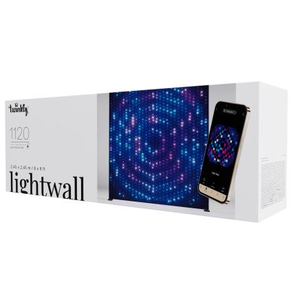 Twinkly - LED RGBW, fényerőszabályozható zenei vezérlésű kültéri LIGHTWALL 1120xLED 2,6x2,7 m IP44 Wi-Fi + Music Dongle