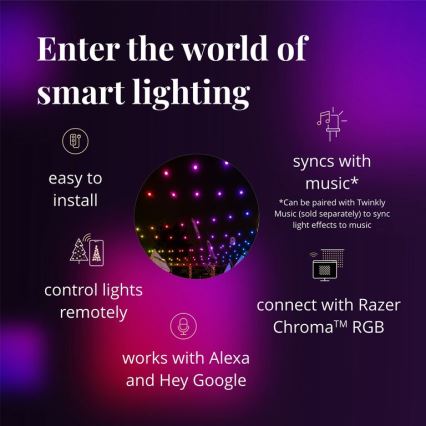Twinkly - LED RGB Dimmelhető kültéri dekoratív lánc FESTOON 20xLED 14m IP44 Wi-Fi