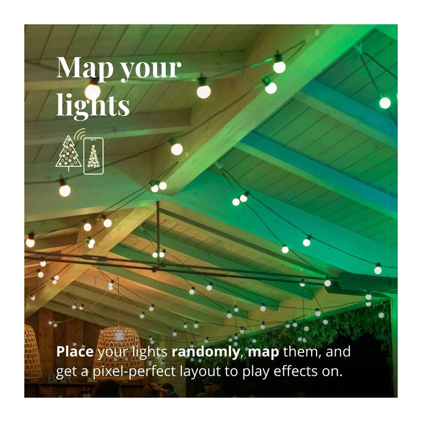 Twinkly - LED RGB Dimmelhető kültéri dekoratív lánc FESTOON 20xLED 14m IP44 Wi-Fi