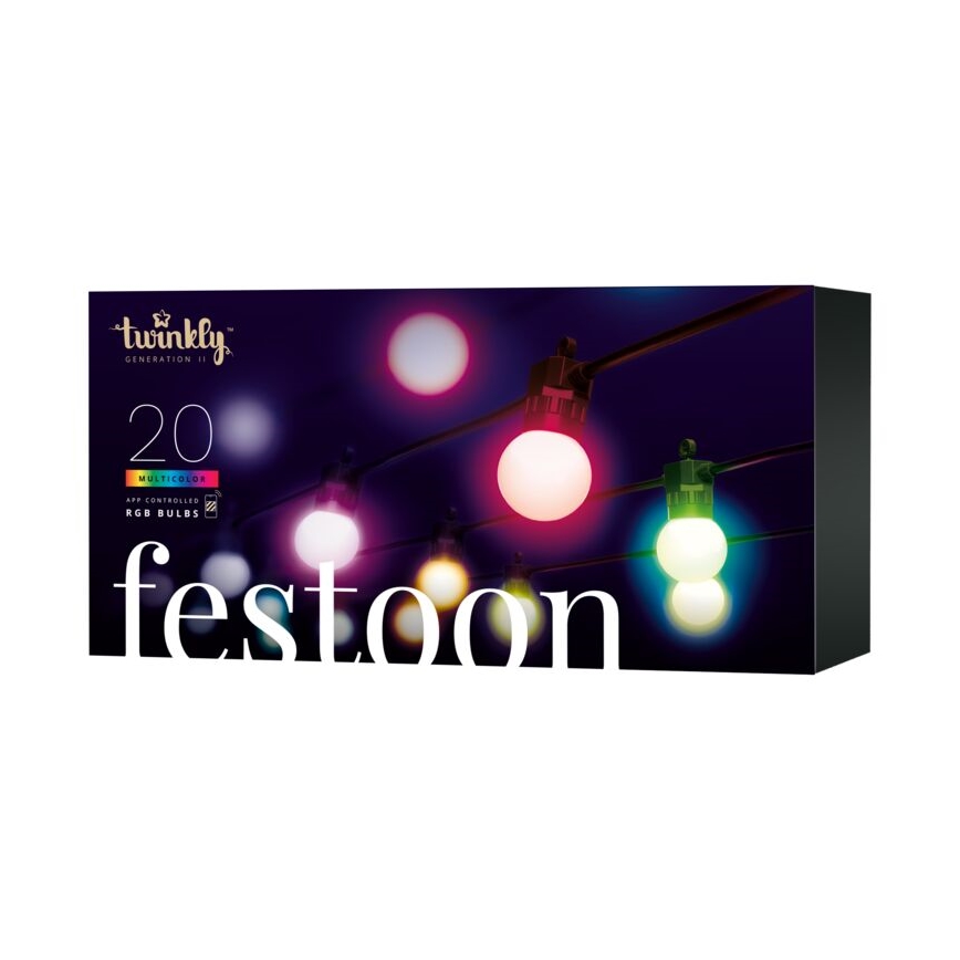 Twinkly - LED RGB Dimmelhető kültéri dekoratív lánc FESTOON 20xLED 14m IP44 Wi-Fi