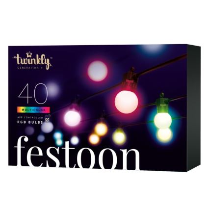 Twinkly - LED RGB Dimmelhető kültéri dekoratív lánc FESTOON 40xLED 24m IP44 Wi-Fi