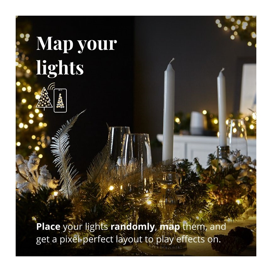 Twinkly - LED RGBW állítható fényerejű karácsonyi dekoráció ELŐRE MEGVILÁGÍTOTT FÜZÉR 50xLED 3,15 m Wi-Fi