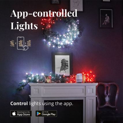 Twinkly - LED RGBW állítható fényerejű karácsonyi dekoráció ELŐRE MEGVILÁGÍTOTT FÜZÉR 50xLED 3,15 m Wi-Fi