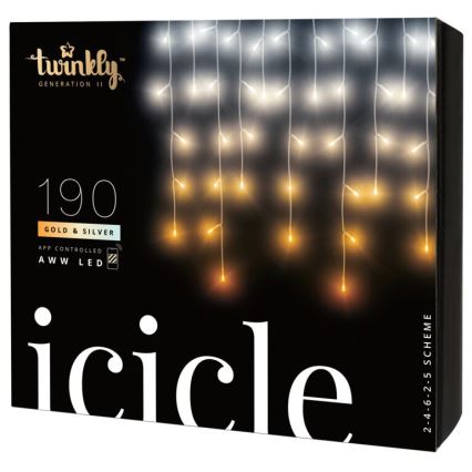Twinkly - LED Dimmelhető kültéri Karácsonyi függöny ICICLE 190xLED 11,5m IP44 Wi-Fi