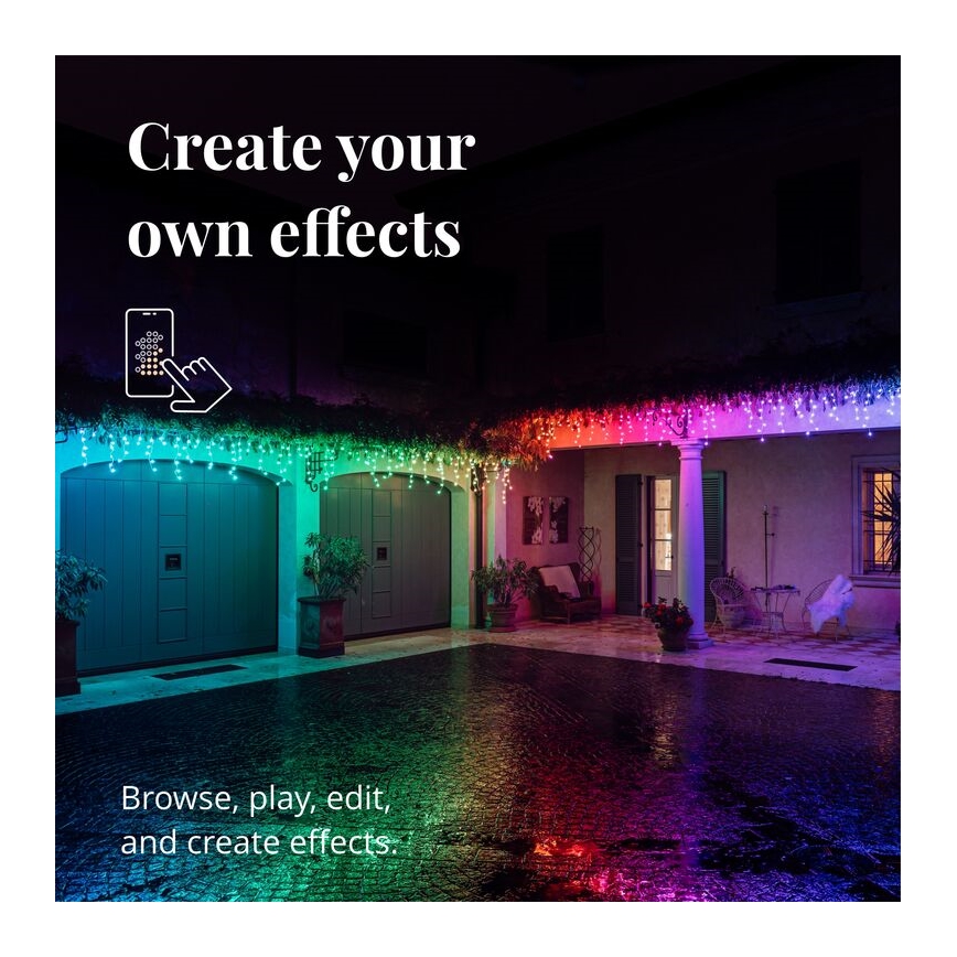 Twinkly - LED RGBW állítható fényerejű kültéri karácsonyi jégcsapfüggöny ICICLE 190xLED 11,5m IP44 Wi-Fi