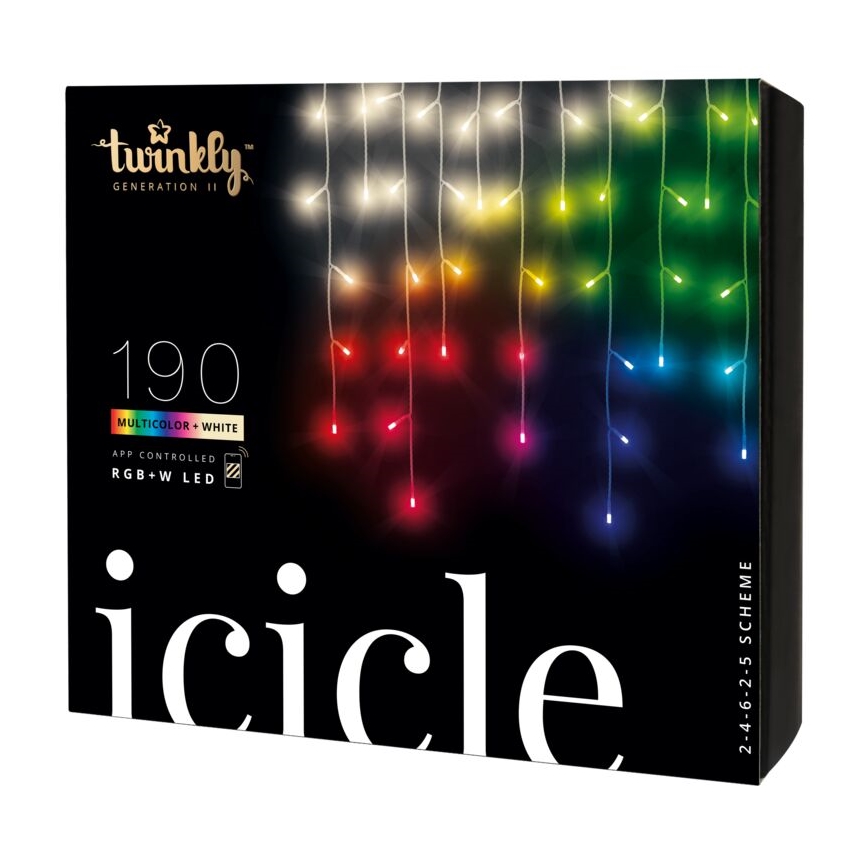 Twinkly - LED RGBW állítható fényerejű kültéri karácsonyi jégcsapfüggöny ICICLE 190xLED 11,5m IP44 Wi-Fi