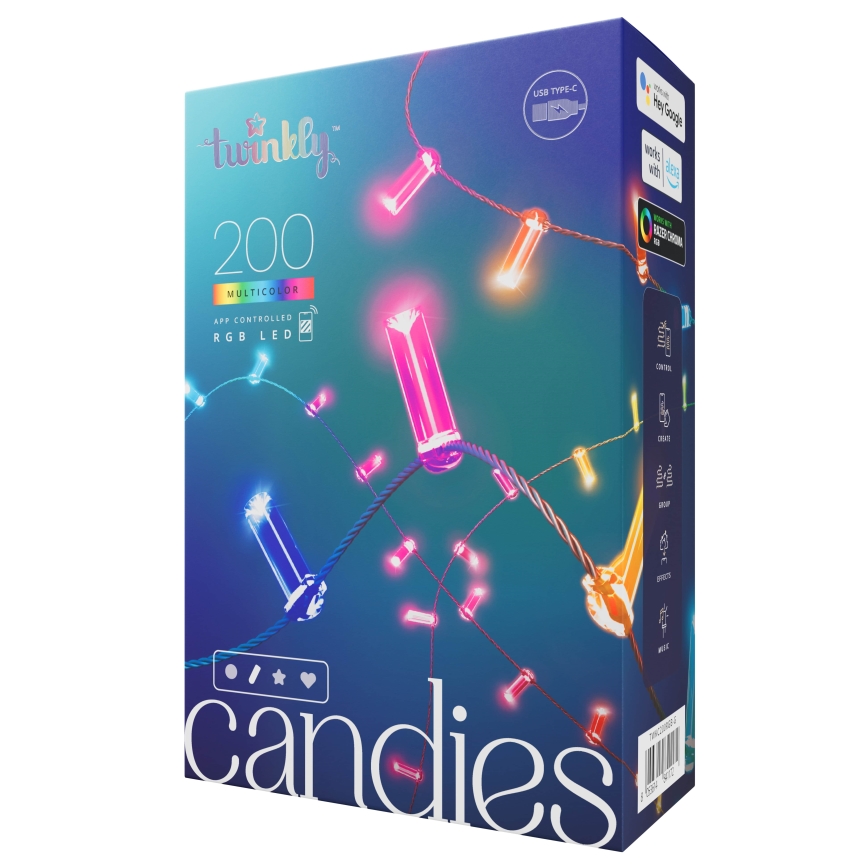 Twinkly - LED RGB dimmelhető fényfüzér CANDIES 200xLED 14 m USB Wi-Fi