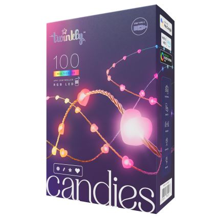Twinkly - LED RGB Dimmelhető  fényfüzér CANDIES 100xLED 8 m USB Wi-Fi