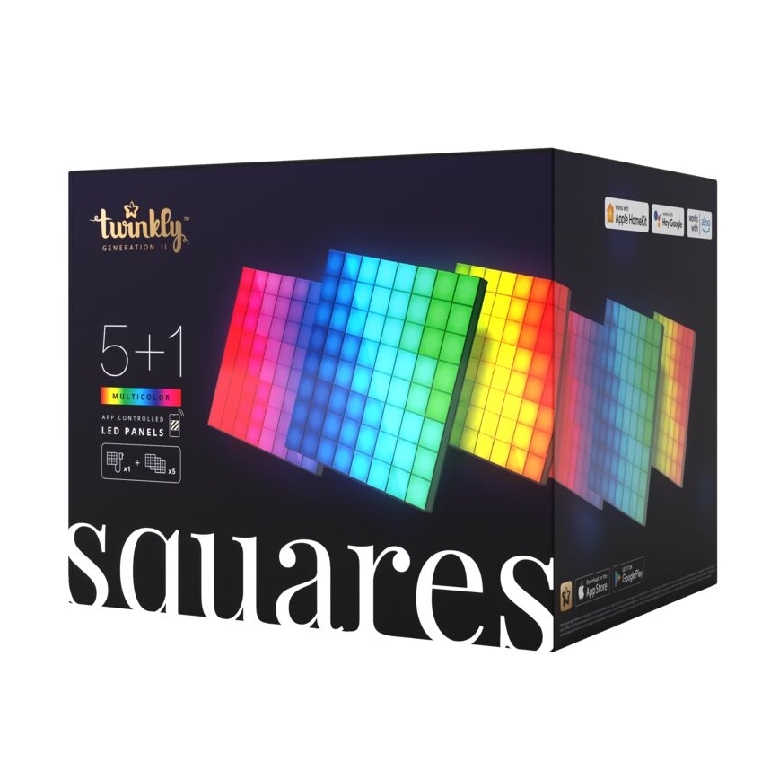 Twinkly - KÉSZLET 6xLED RGB Dimmelhető panel SQUARES 64xLED 16x16 cm Wi-Fi