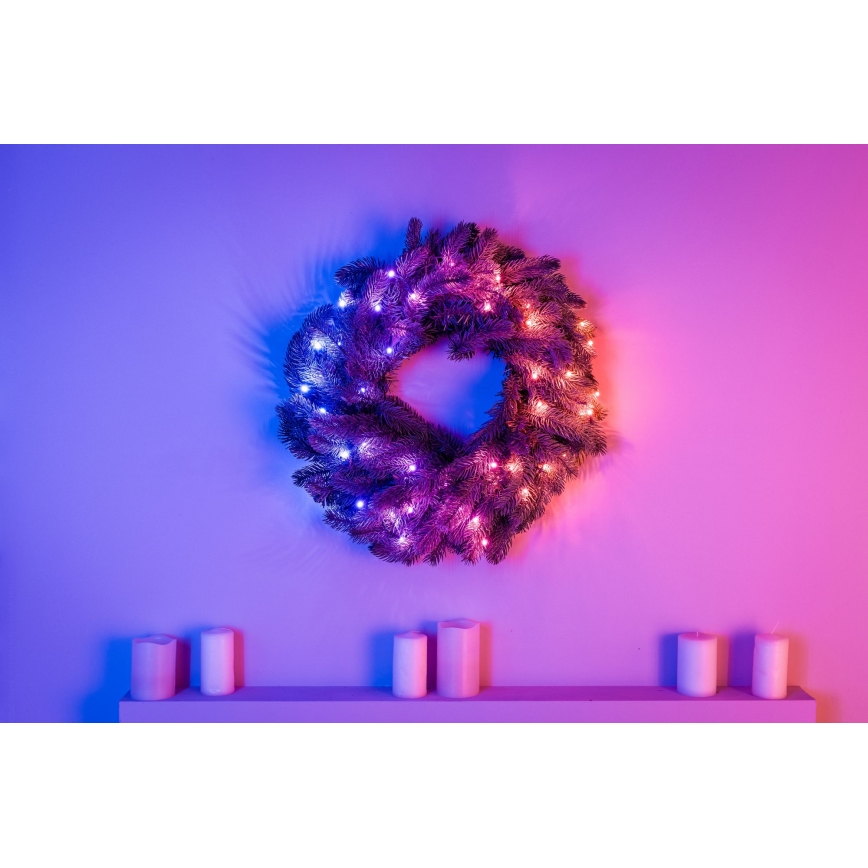 Twinkly - LED RGB Dimmelhető Karácsonyi koszorú PRE-LIT WREATH 50xLED átm. 61cm Wi-Fi