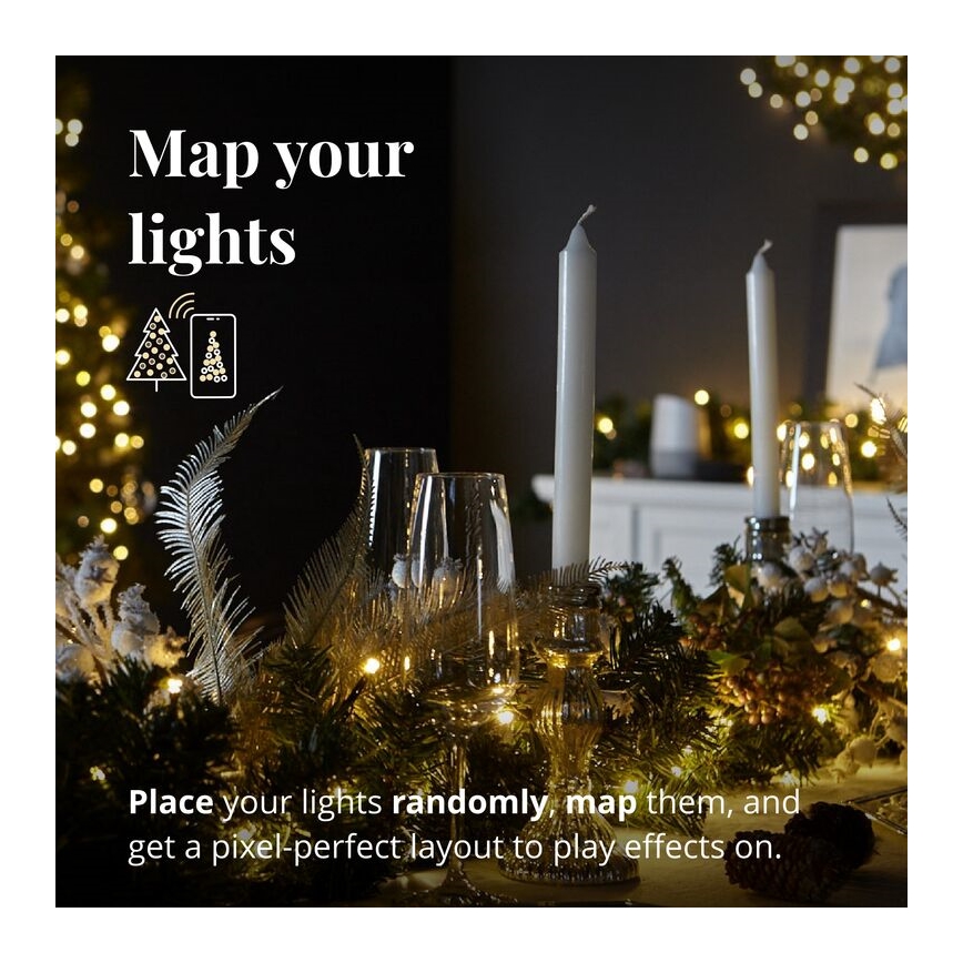 Twinkly - LED RGB Dimmelhető Karácsonyi koszorú PRE-LIT WREATH 50xLED átm. 61cm Wi-Fi