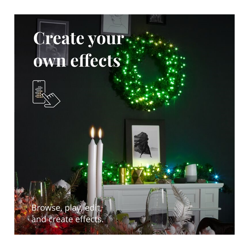 Twinkly - LED RGB Dimmelhető Karácsonyi koszorú PRE-LIT WREATH 50xLED átm. 61cm Wi-Fi