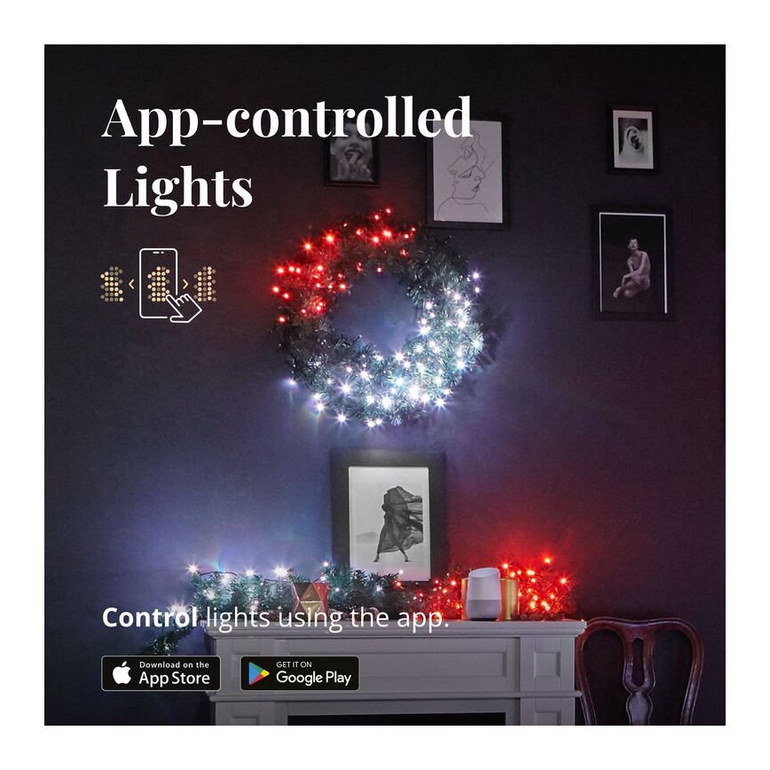 Twinkly - LED RGB Dimmelhető Karácsonyi koszorú PRE-LIT WREATH 50xLED átm. 61cm Wi-Fi