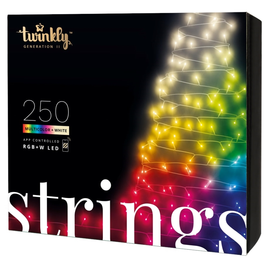 Twinkly - RGBW LED dimmelhető kültéri füzér STRINGS, 250 LED, 23,5 m, IP44, Wi‑Fi