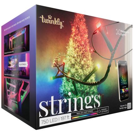 Twinkly - LED RGB állítható fényerejű kültéri karácsonyi fényfüzér STRINGS 750xLED 63,5m IP44 Wi-Fi