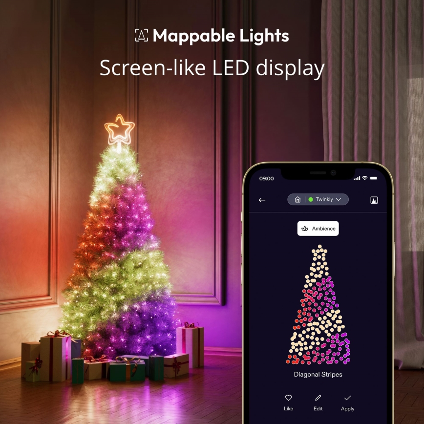 Twinkly - LED RGB Dimmelhető Karácsonyi csillag TREE TOPPER 76xLED USB Wi-Fi