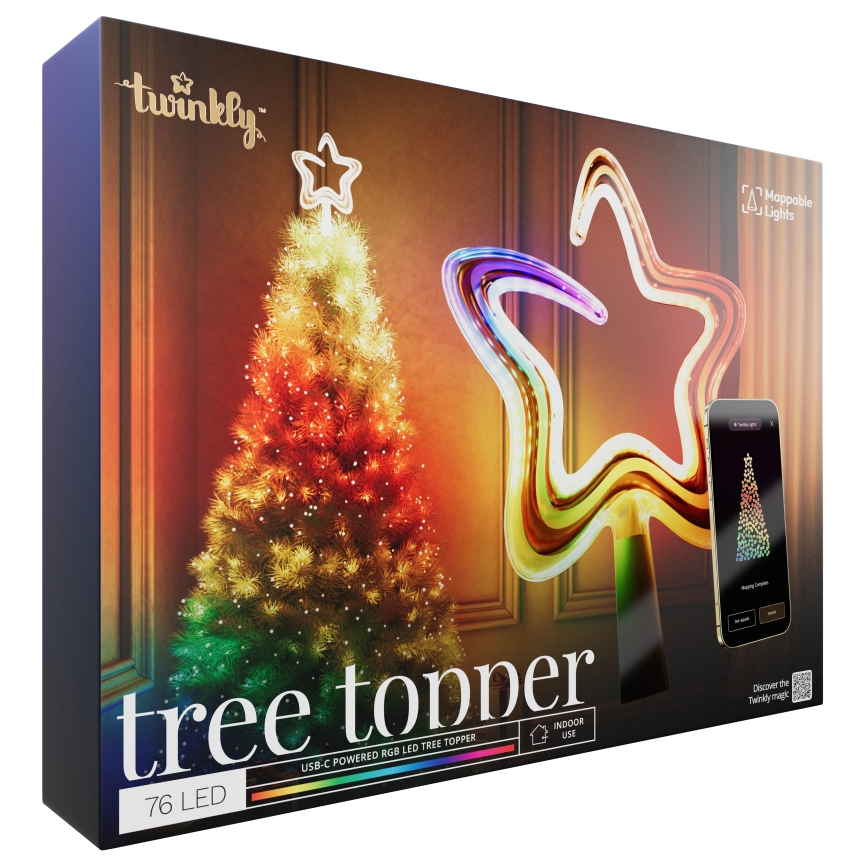 Twinkly - LED RGB Dimmelhető Karácsonyi csillag TREE TOPPER 76xLED USB Wi-Fi