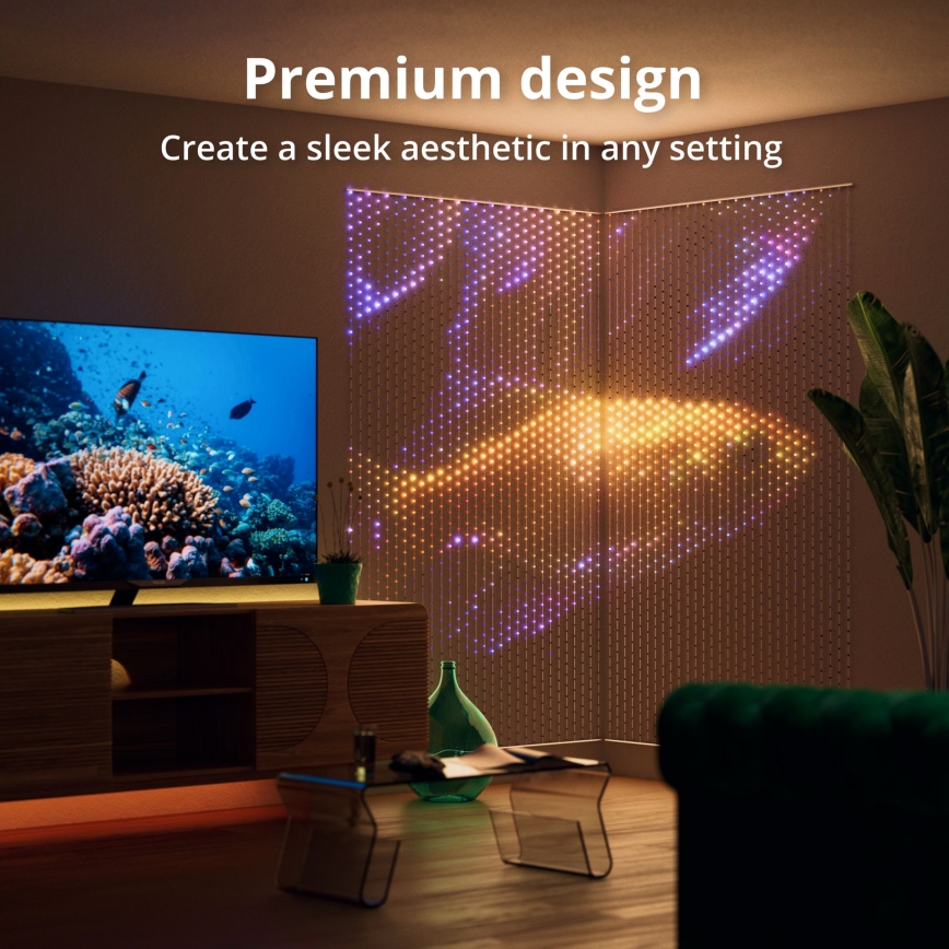 Twinkly - LED RGB állítható fényerejű karácsonyi függöny MATRIX 480xLED 1x1 m Wi-Fi