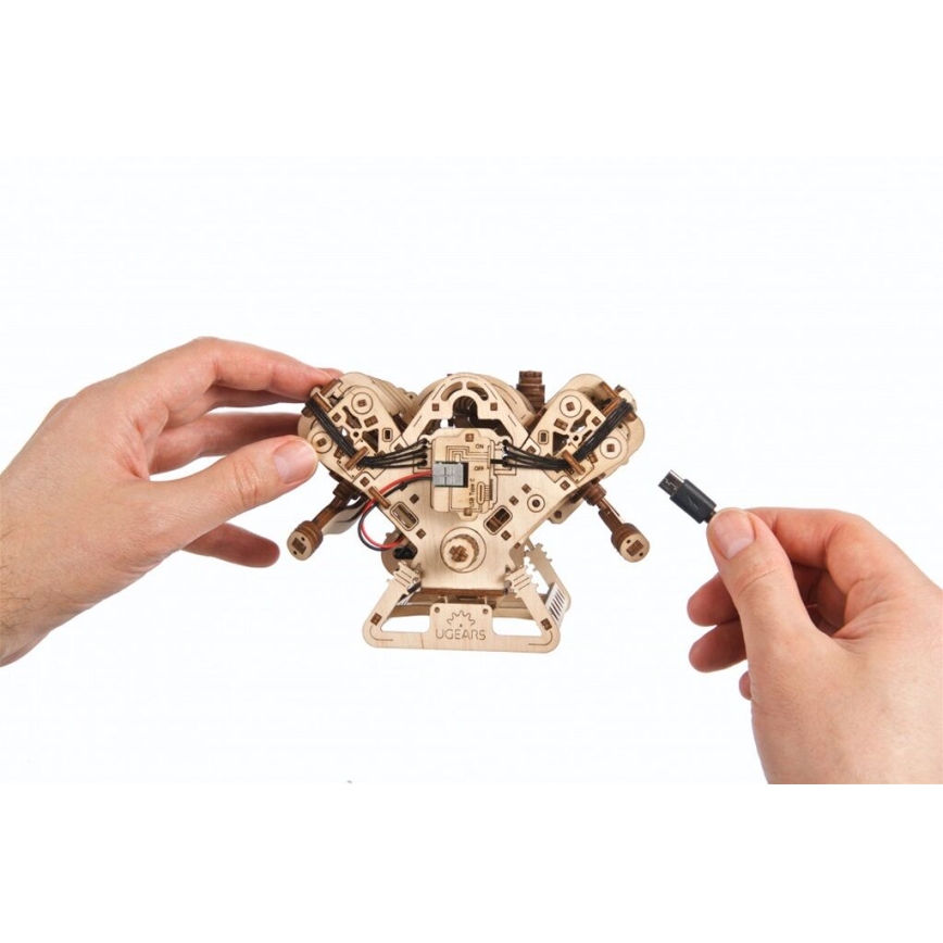 Ugears - 3D fából készült mechanikus kirakó: V8-motor