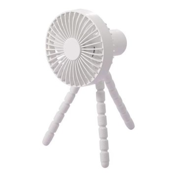 Újratölthető asztali ventilátor, 3 W / 5 V, 1800 mAh, fehér