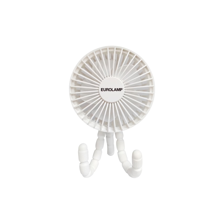 Újratölthető asztali ventilátor, 3 W / 5 V, 1800 mAh, fehér