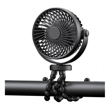 Újratölthető asztali ventilátor 3W/5V 1200 mAh fekete