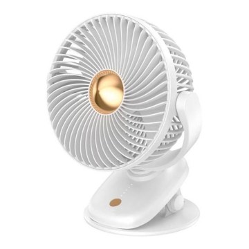 Újratölthető asztali ventilátor csíptetővel 5W/5V 1200 mAh fehér