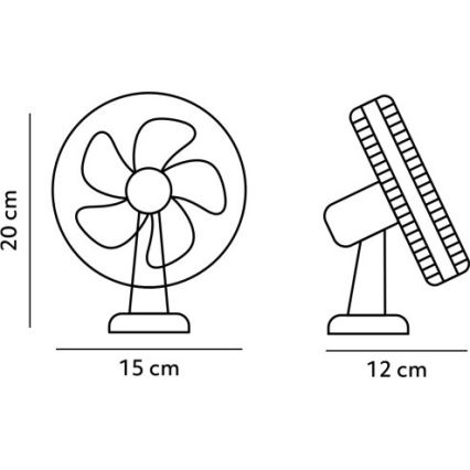 Újratölthető asztali ventilátor klipsszel VIENTO 6W/5V 2000 mAh fekete