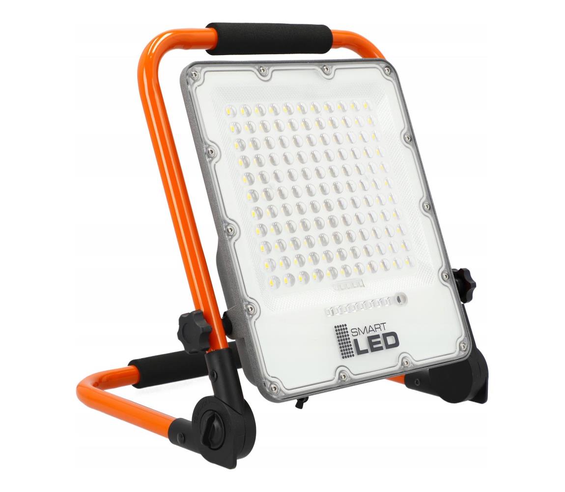 SmartLED Újratölthető LED reflektor állvánnyal, 100 W, 3,2 V, 4500 K, 15000 mAh, IP65, narancssárga 5892