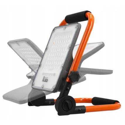 Újratölthető LED reflektor állvánnyal, 100 W, 3,2 V, 4500 K, 15000 mAh, IP65, narancssárga