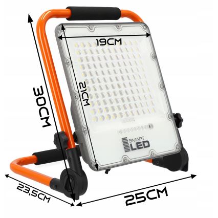 Újratölthető LED reflektor állvánnyal LED/50W/3,2V 4500K 5000 mAh IP65 narancssárga