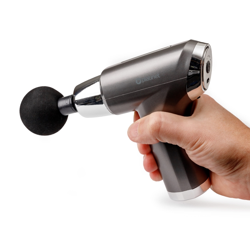 Újratölthető masszázspisztoly 4 fejjel 25W/5V 1200 mAh