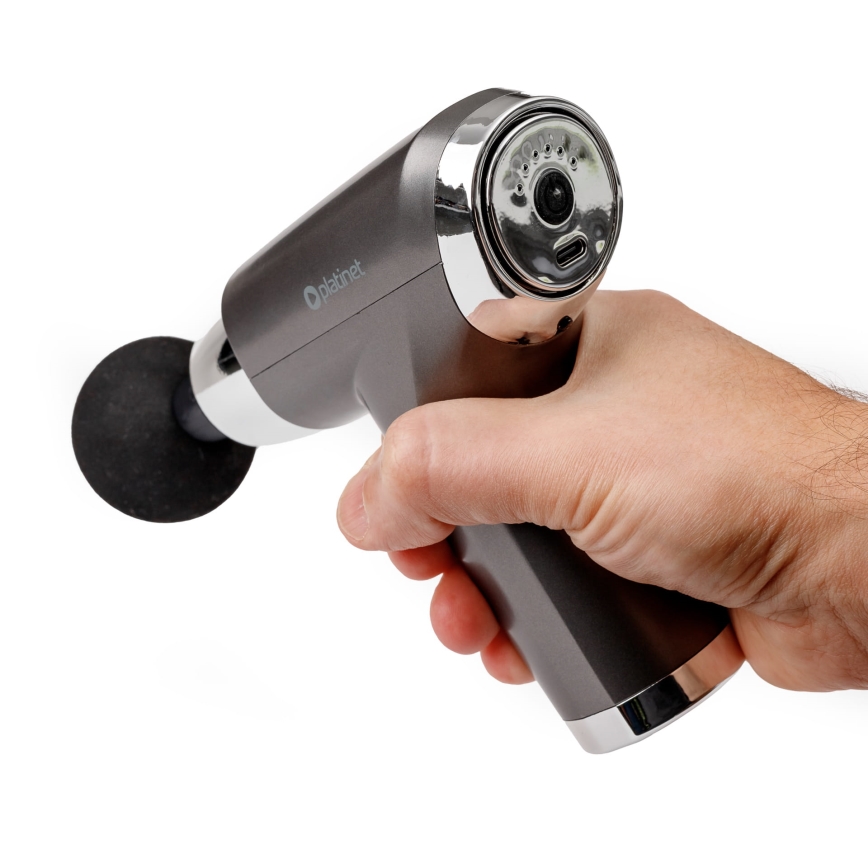 Újratölthető masszázspisztoly 4 fejjel 25W/5V 1200 mAh