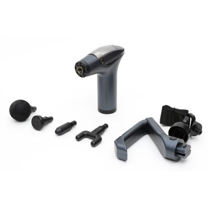 Újratölthető masszázspisztoly 4 fejjel és pánttal 25W/5V 1500 mAh