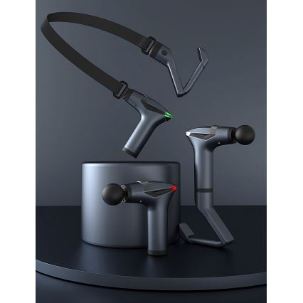 Újratölthető masszázspisztoly 4 fejjel és pánttal 25W/5V 1500 mAh