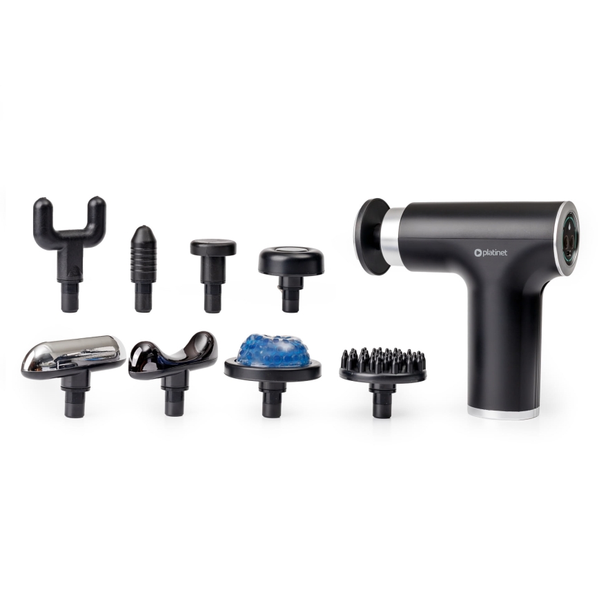 Újratölthető masszázspisztoly 9 fejjel 25W/5V 1200 mAh