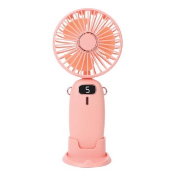 Újratölthető zsebméretű ventilátor 3W/5V 1200 mAh rózsaszín