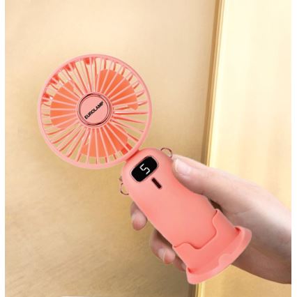 Újratölthető zsebméretű ventilátor 3W/5V 1200 mAh rózsaszín