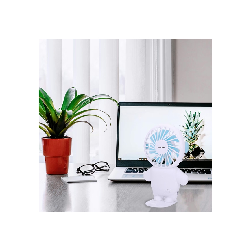 Újratölthető zsebméretű ventilátor 4,5W/5V 500 mAh fehér/kék